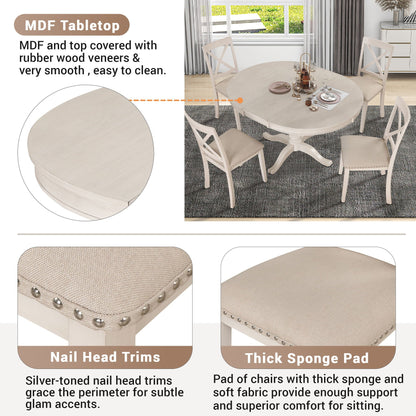 5 Piece Dining Room Set, Table And Chairs Set For 4 Persons