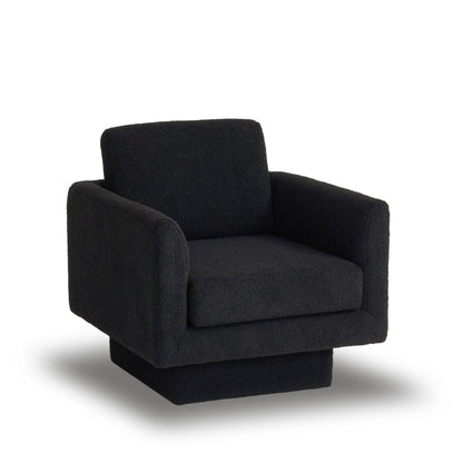 360° Modern Swivel Accent Chairs Round Armchair, Thick Padded Lounge Sofa Upholstered Comfy (Set of 2) - Black