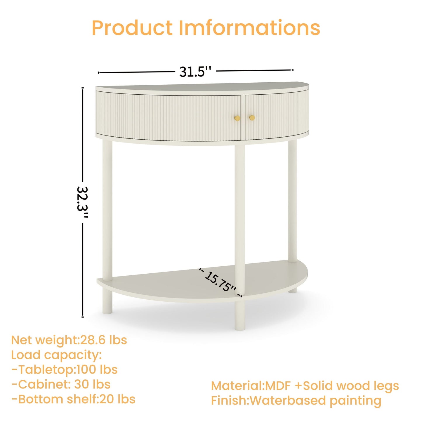 Demi Lune - Console Table With 2 Storage Drawers