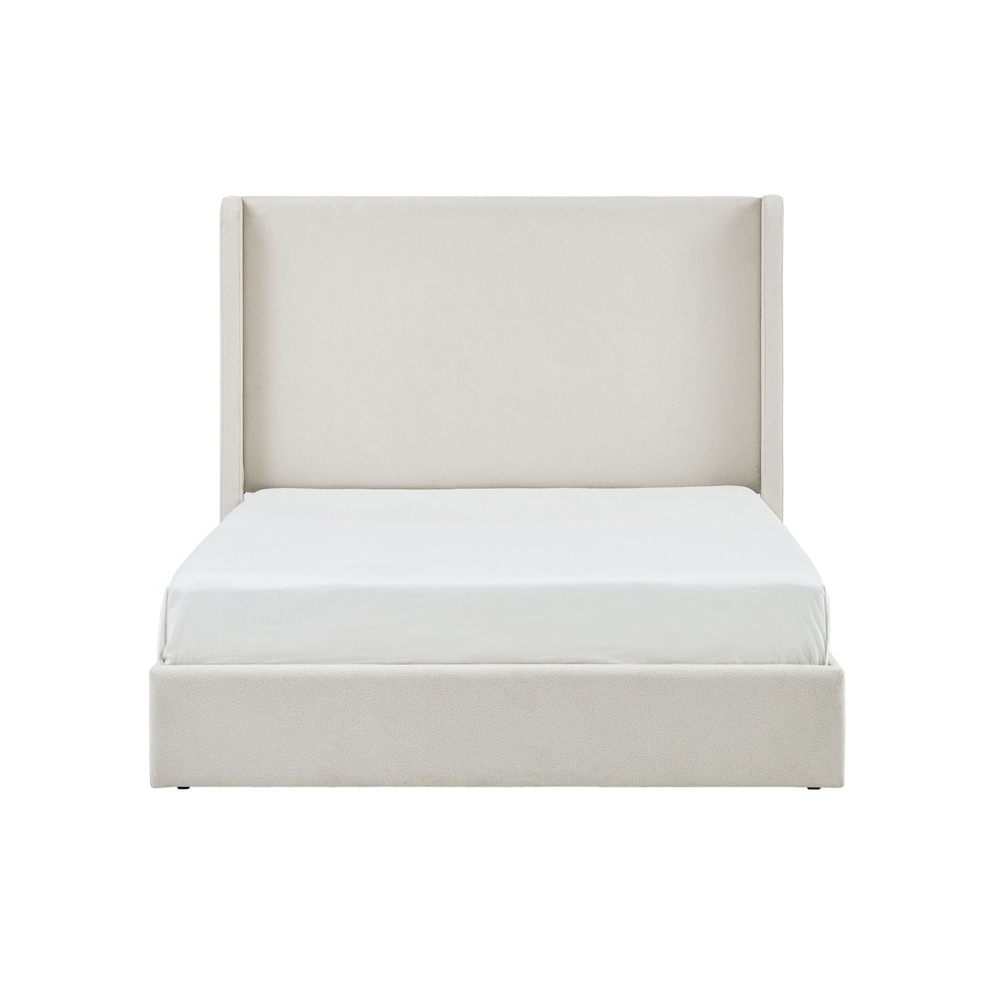 Carmen - King Size Upholstered Wingback Bed - Ivory