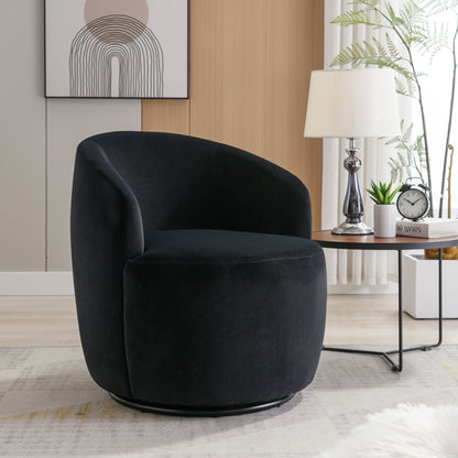 Swivel Accent Armchair Barrel Chair With Powder Coating Metal Ring