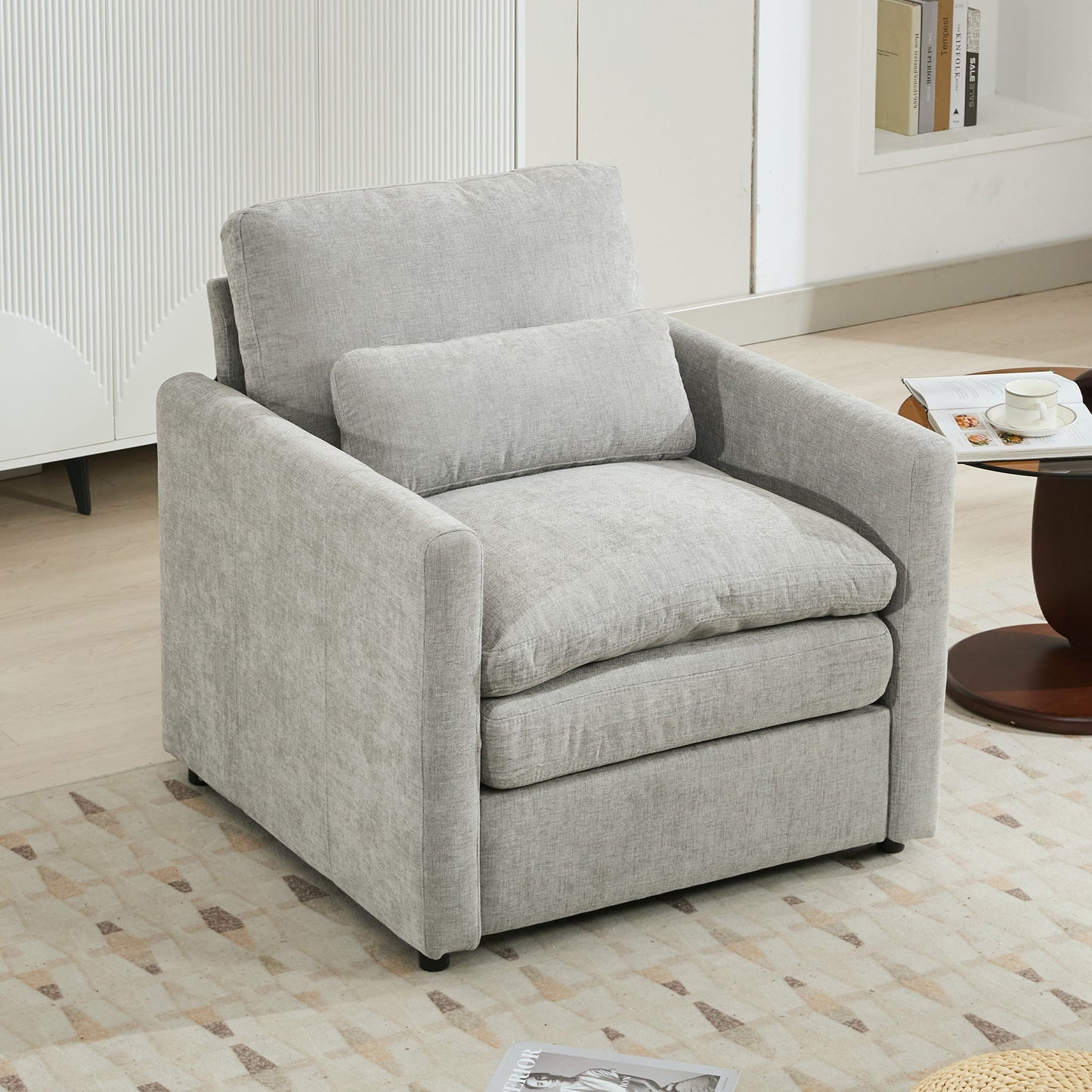 Cozy Upholstered Cushion Armchair For Living Room