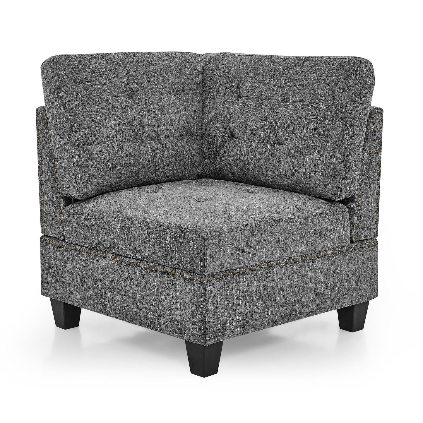 Modular Corner Sofa With Chenille Upholstery - Gray