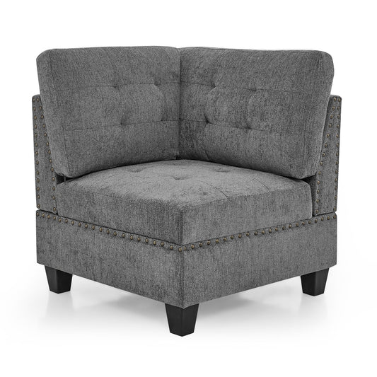 Modular Corner Sofa With Chenille Upholstery - Gray