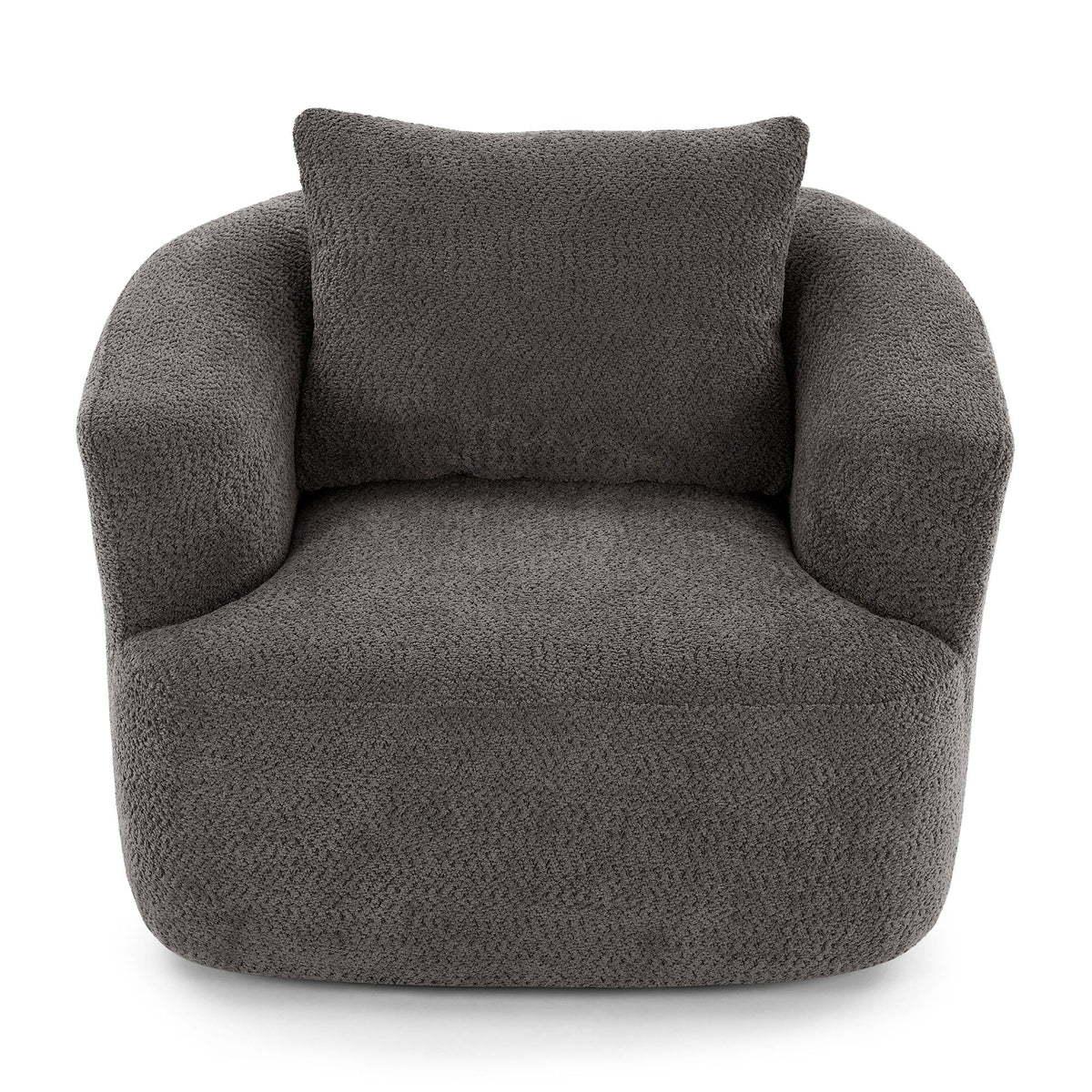 360° Swivel Barrel Sofa Chair With Throw Pillow, Upholstered Accent Chair