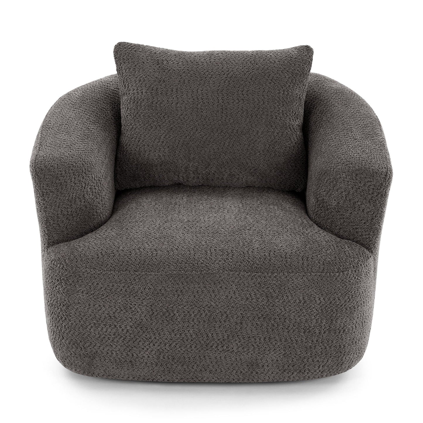 360° Swivel Barrel Sofa Chair With Throw Pillow, Upholstered Accent Chair
