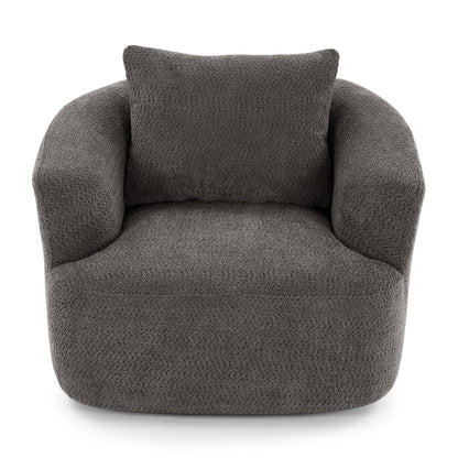 360° Swivel Barrel Sofa Chair With Throw Pillow, Upholstered Accent Chair