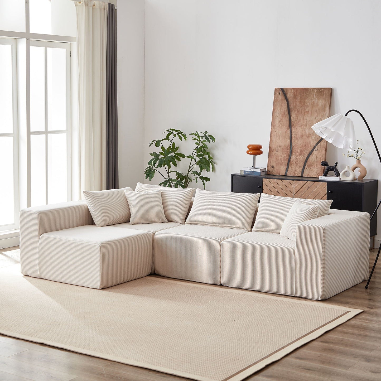 Modular L Shaped Sectional Compressed Sofa, Free Combination