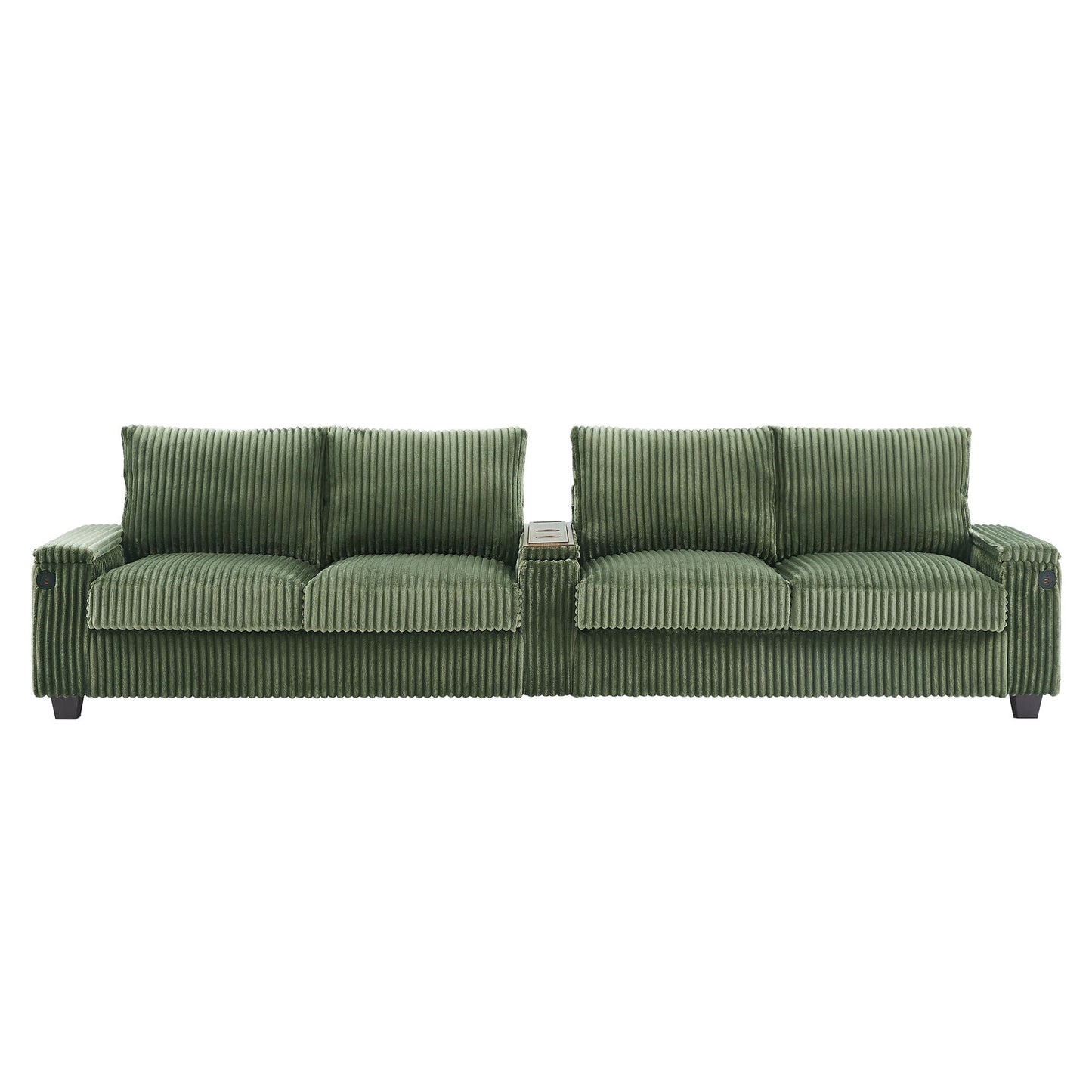 Modern 4 Seater Corduroy Sofa Couch With USB Ports And Hidden Storage