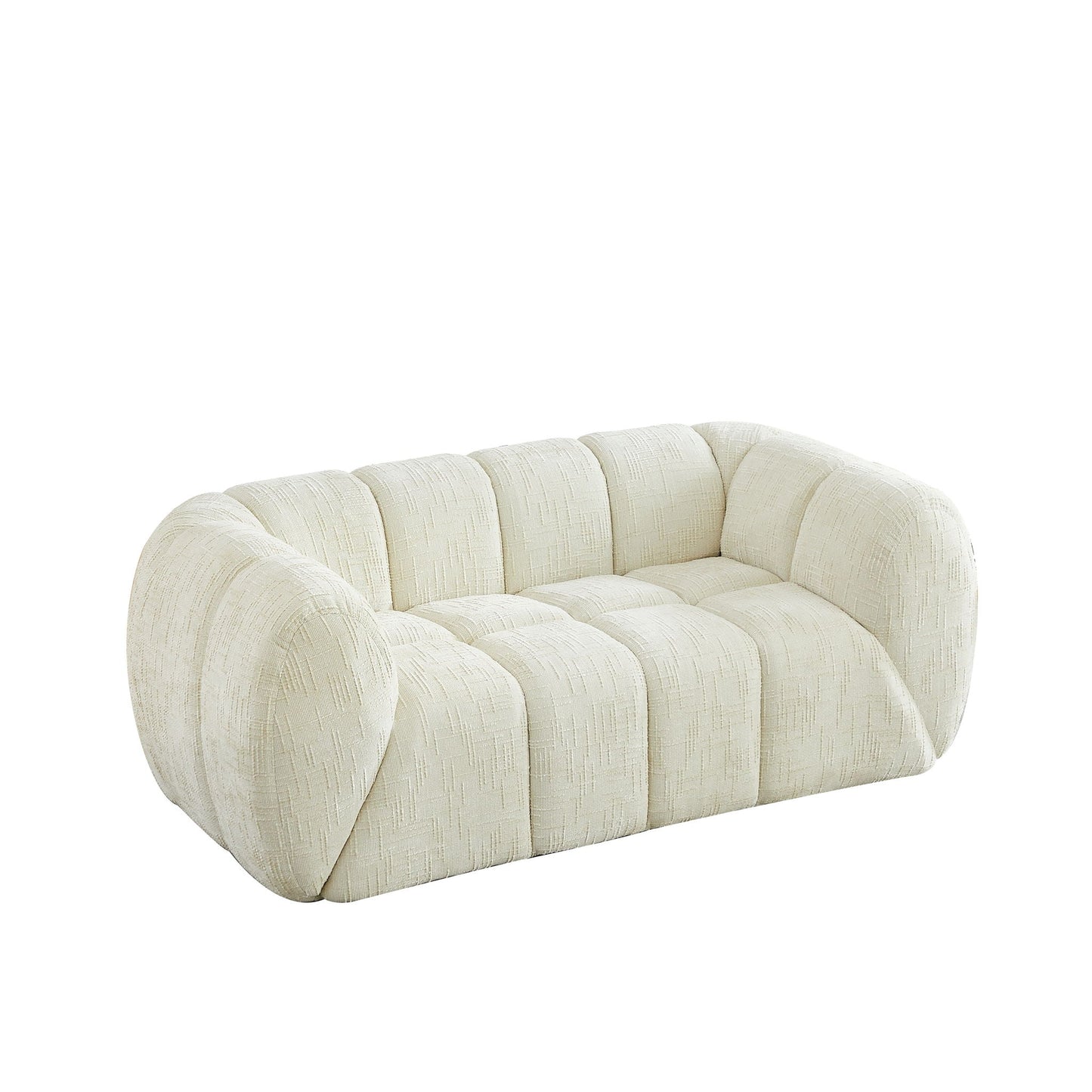 Quilted Cloud Sofa With Rounded Armrests And Piano Key Backrest Design