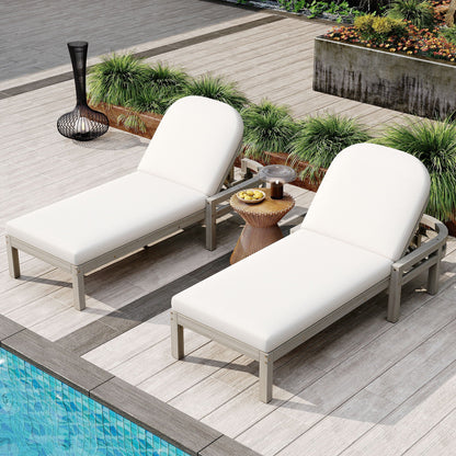 Outdoor Chaise Lounge With 5 Position Adjustable Backrest (Set of 2)