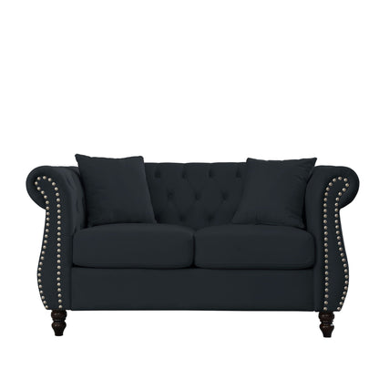 Chesterfield Sofa With Rolled Arms And Nailhead Trim