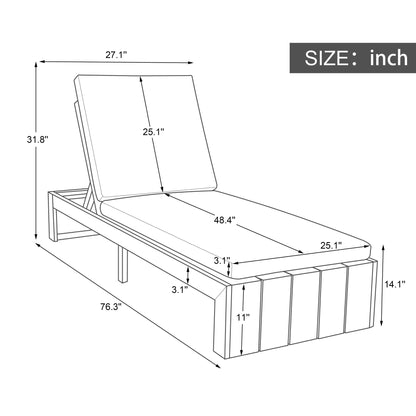 Adjustable Outdoor Chaise Lounge Patio Recliner With Removable Cushion