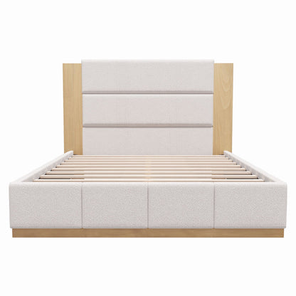 Modern Upholstered Platform Bed With Extended Headboard