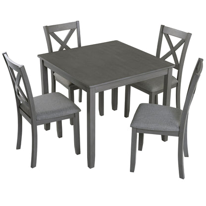 5 Piece Dining Table Set With 4 Chairs For Kitchen - Gray
