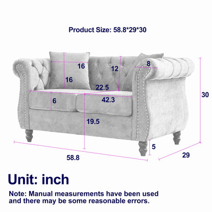 Chesterfield Sofa With Rolled Arms And Nailhead Trim
