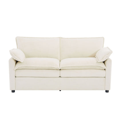 Modern Loveseat Sofa, Upholstered Couch With Side Storage Pockets