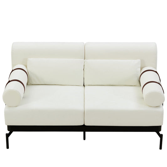 Modern Loveseat Sofa 2 Seater With USB Ports, Cylindrical Armrests
