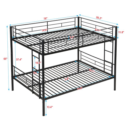 Modern Metal Bunk Bed, Full Over Full, No Box Spring Needed - Black