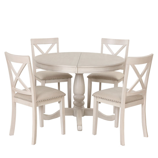 5 Piece Dining Room Set, Table And Chairs Set For 4 Persons