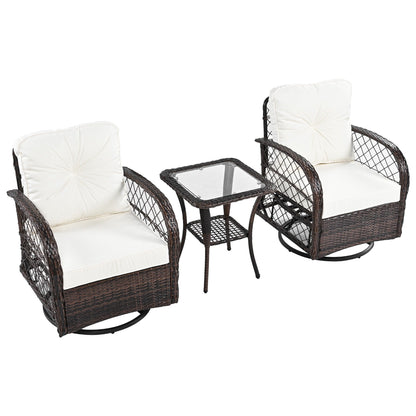 3 Piece Outdoor Chair & Table Set Chat Set, 2 Person Rattan Seating Group