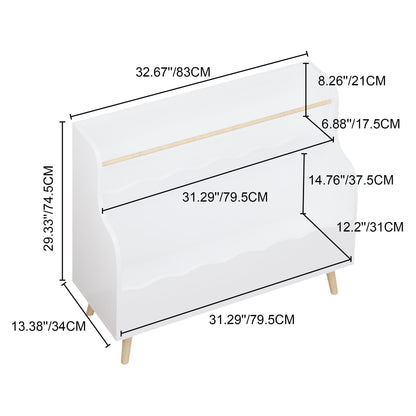 Kids Bookcase, Children Book Organizer Toy Storage Cabinet - White