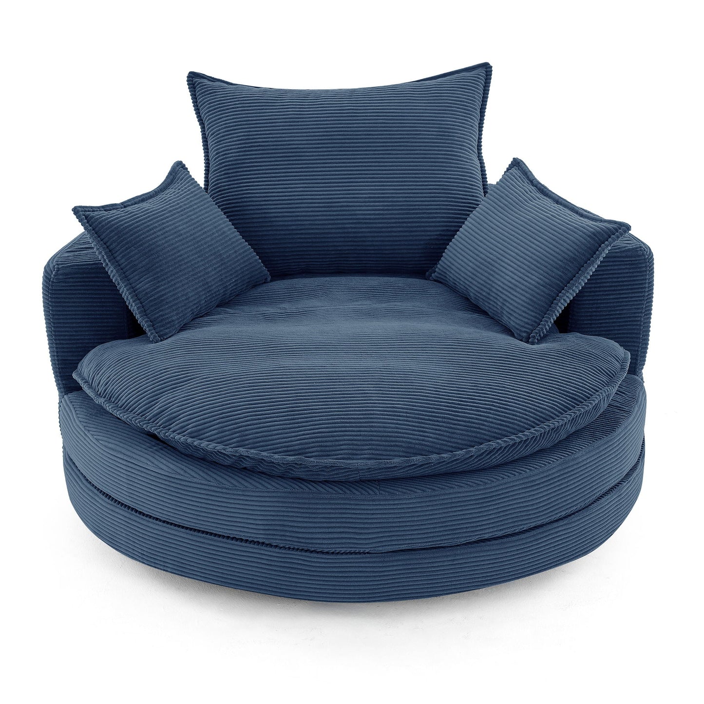 360° Swivel Accent Barrel Chair With Dual Layer Cushion And 3 Removable Pillows