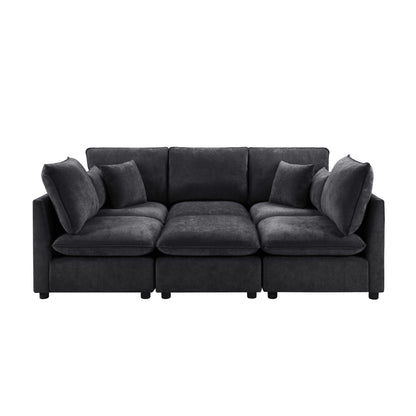 Modern Sectional Sofa U-Shaped With Movable Ottoman Storage Armrests And USB Ports