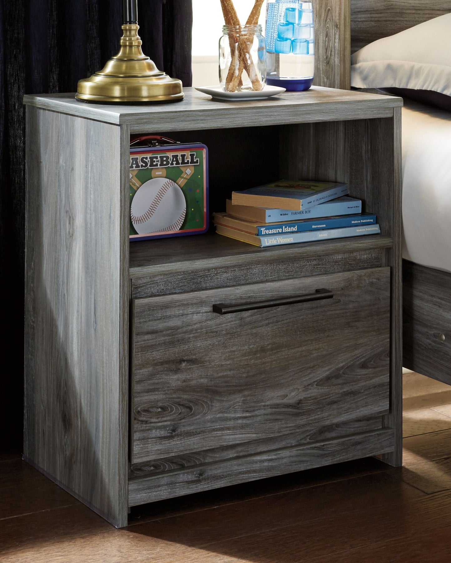 Baystorm - Gray - One Drawer Night Stand