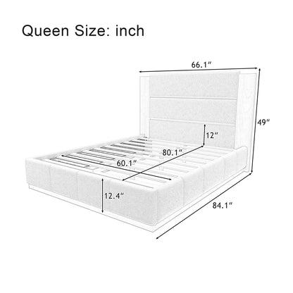 Modern Upholstered Platform Bed With Extended Headboard