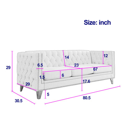 Upholstered Couch Sofa With Button Tufting For Living Room