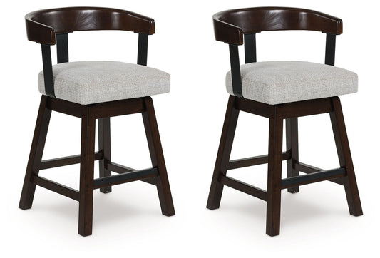 Haddigan - Upholstered Swivel Barstool (Set of 2) - Dark Brown
