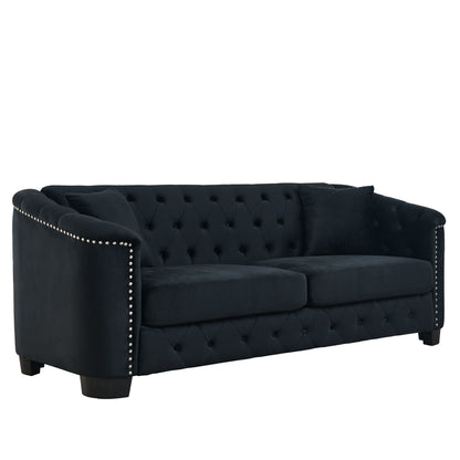 Modern Chesterfield Sofa With Tufted Backrest For Living Room