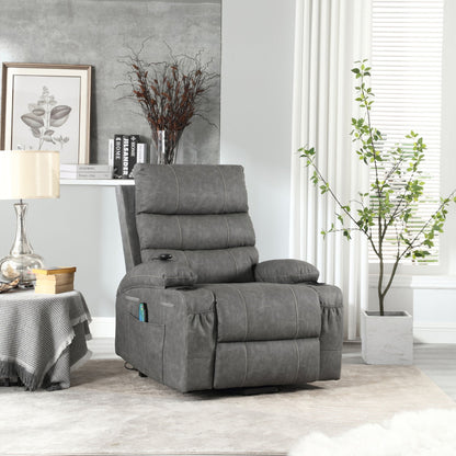 Large Size Electric Power Lift Recliner Chair Sofa With 8 Point Vibration Massage And Lumbar Heat