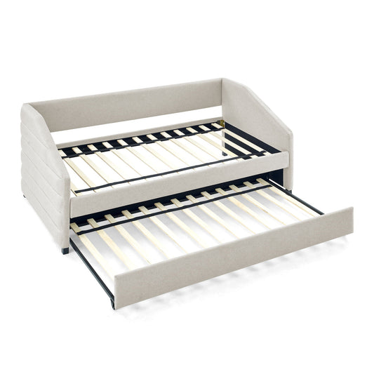 Elegant Daybed With Trundle Upholstered Tufted Sofa Bed