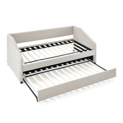 Elegant Daybed With Trundle Upholstered Tufted Sofa Bed