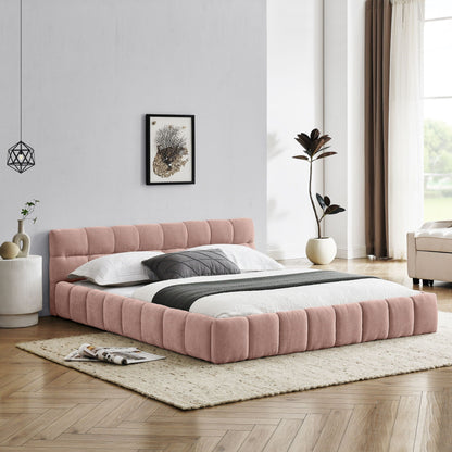 Modern Platform Bed Frame With Thick Fabric
