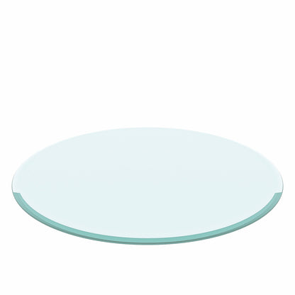 24" Round Tempered Glass Table Top Clear Glass Beveled Polished Edge
