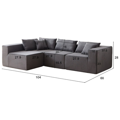 Modular L Shaped Sectional Compressed Sofa, Free Combination