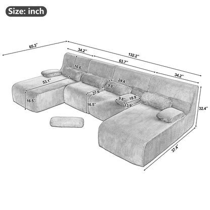 Oversized Sectional Sofa, Living Room Seating With Modular Design