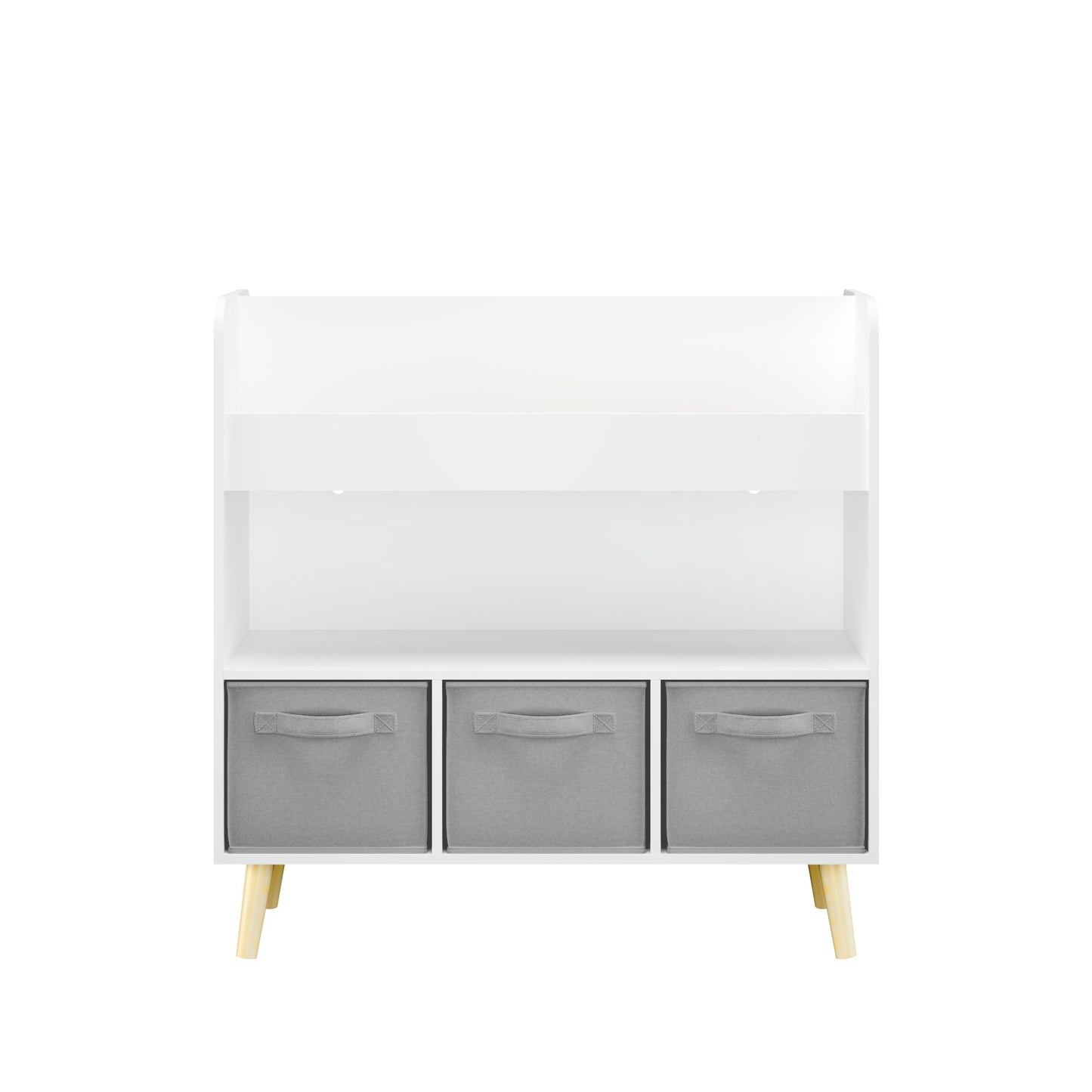 Bookshelf With 3 Bins, Storage Shelf For Toys And Books