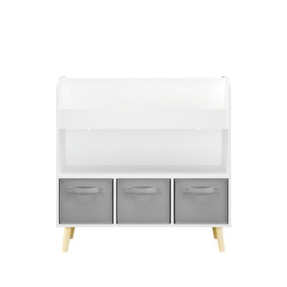 Bookshelf With 3 Bins, Storage Shelf For Toys And Books
