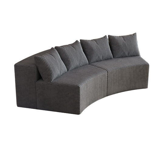 Curved Sectional Sofa With 4 Pillows, Modular Semi Circular Design