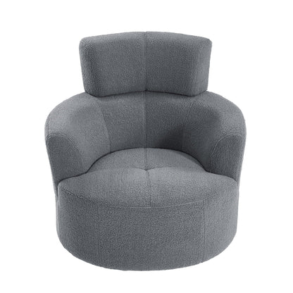 360° Swivel Chair Upholstered Accent Barrel Chair With Adjustable Headrest