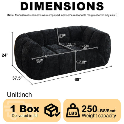 Quilted Cloud Sofa With Rounded Armrests And Piano Key Backrest Design