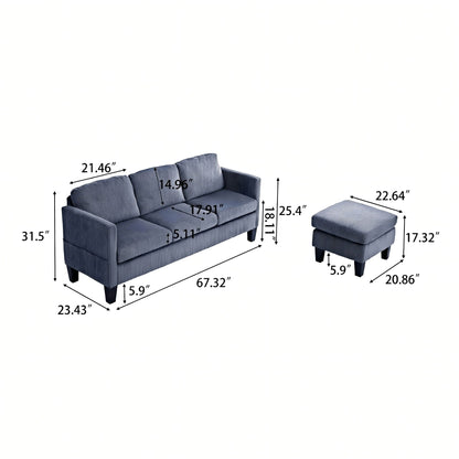 L-Shaped Sectional Sofa With Padded Cashmere, Space Saving Design For Living Rooms & Apartments - Gray