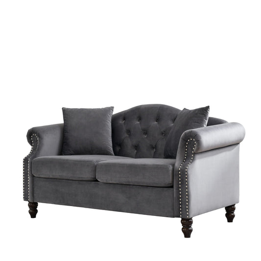 2 Seater Chesterfield Sofa With Rolled Arms And Nailhead Trim For Living Room