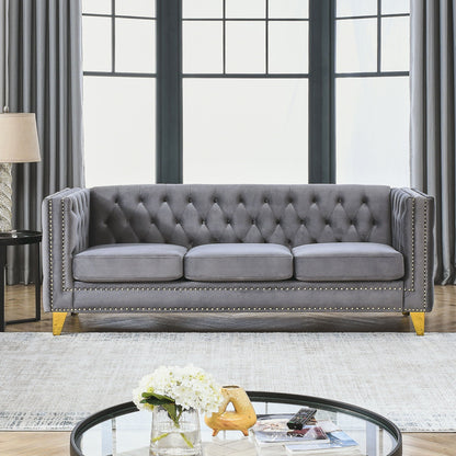 Modern Sofa With Button Tufting, Upholstered Couch For Living Room