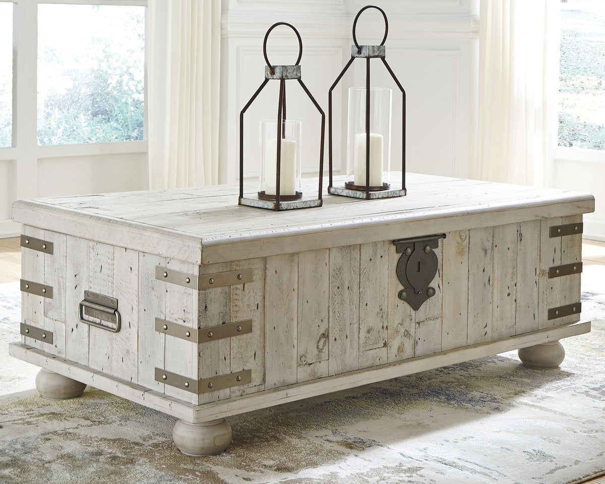 Carynhurst - Lift Top Cocktail Table - White Wash Gray