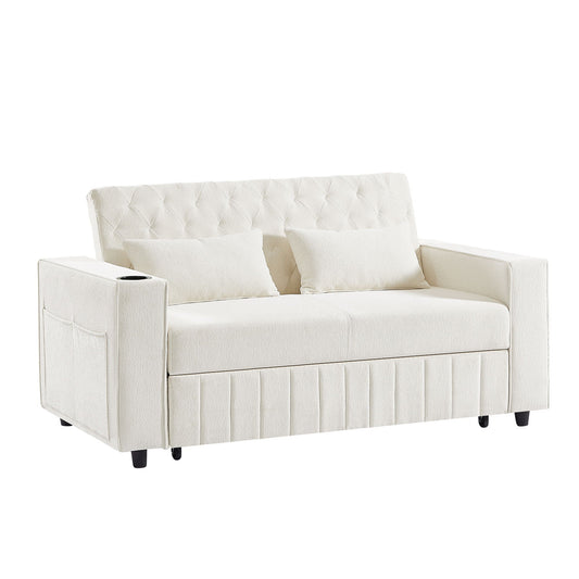 Pull-Out Sofa Bed Convertible Couch With Adjustable Backrest For Living Room